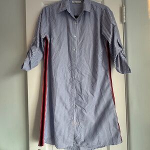 Speed Control Navy White stripes Shirt Dress Size S